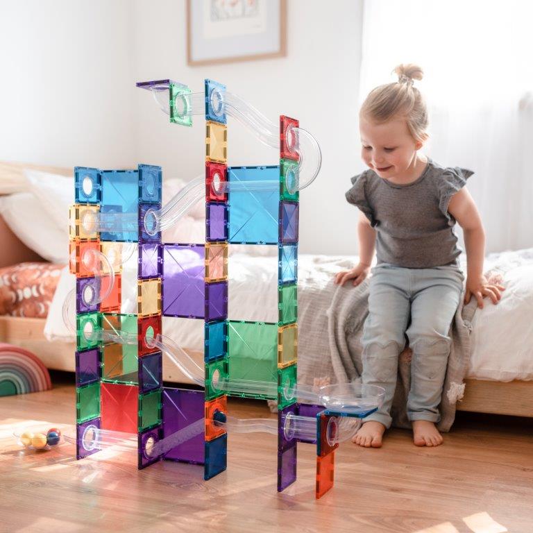Connetix Tiles Connetix Tiles - Rainbow Ball Run - Pack 92 pc - Pearls & Swines