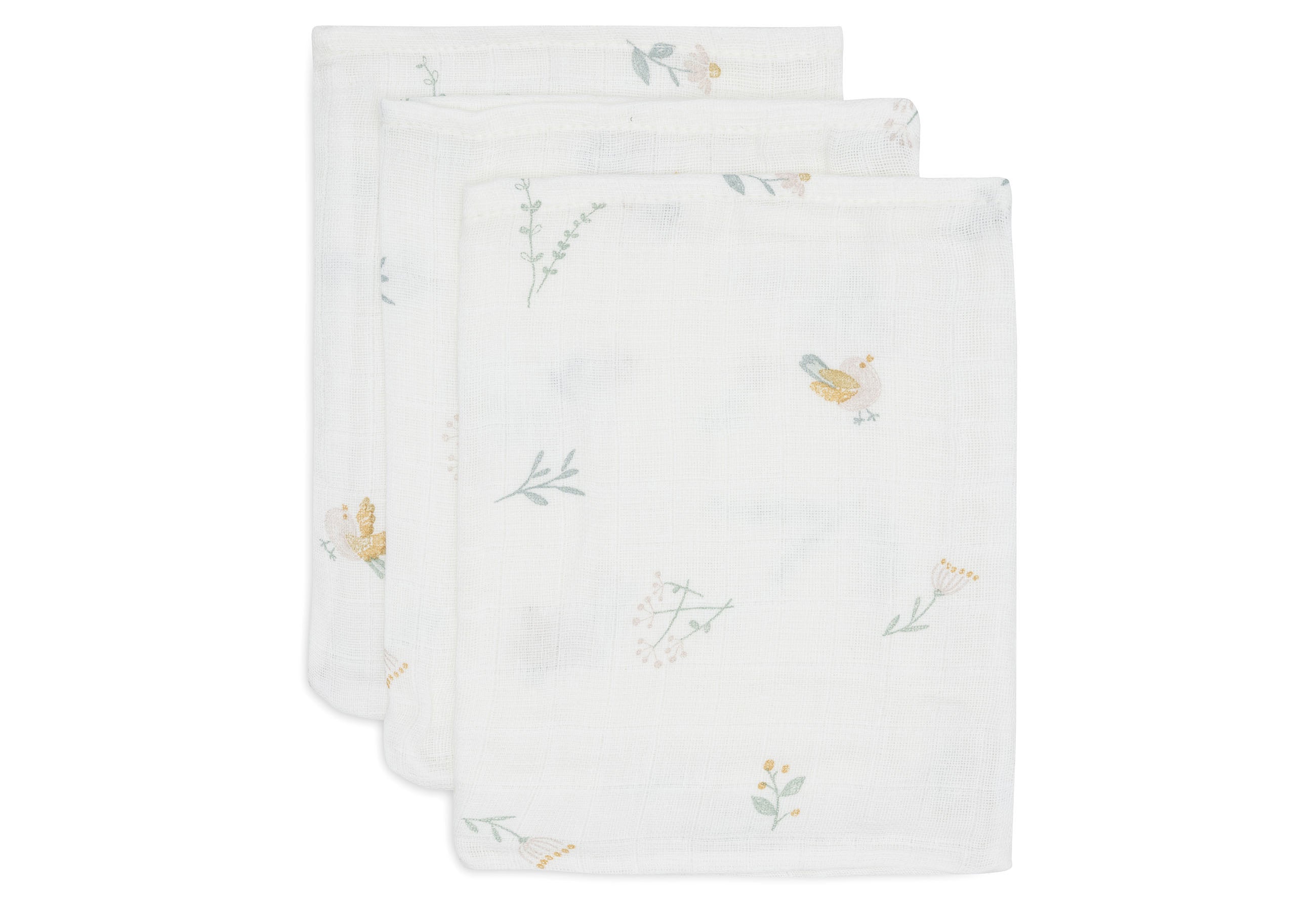 Jollein - Washcloth Muslin - Lovely Birds - 3 Pack