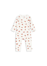 Konges Sløjd Konges Sløjd - Newborn Minnie Onesie Gots - Rose Red - Pearls & Swines