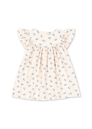 Konges Sløjd Konges Sløjd - Coco Dress Gots - Bow Blue - Pearls & Swines