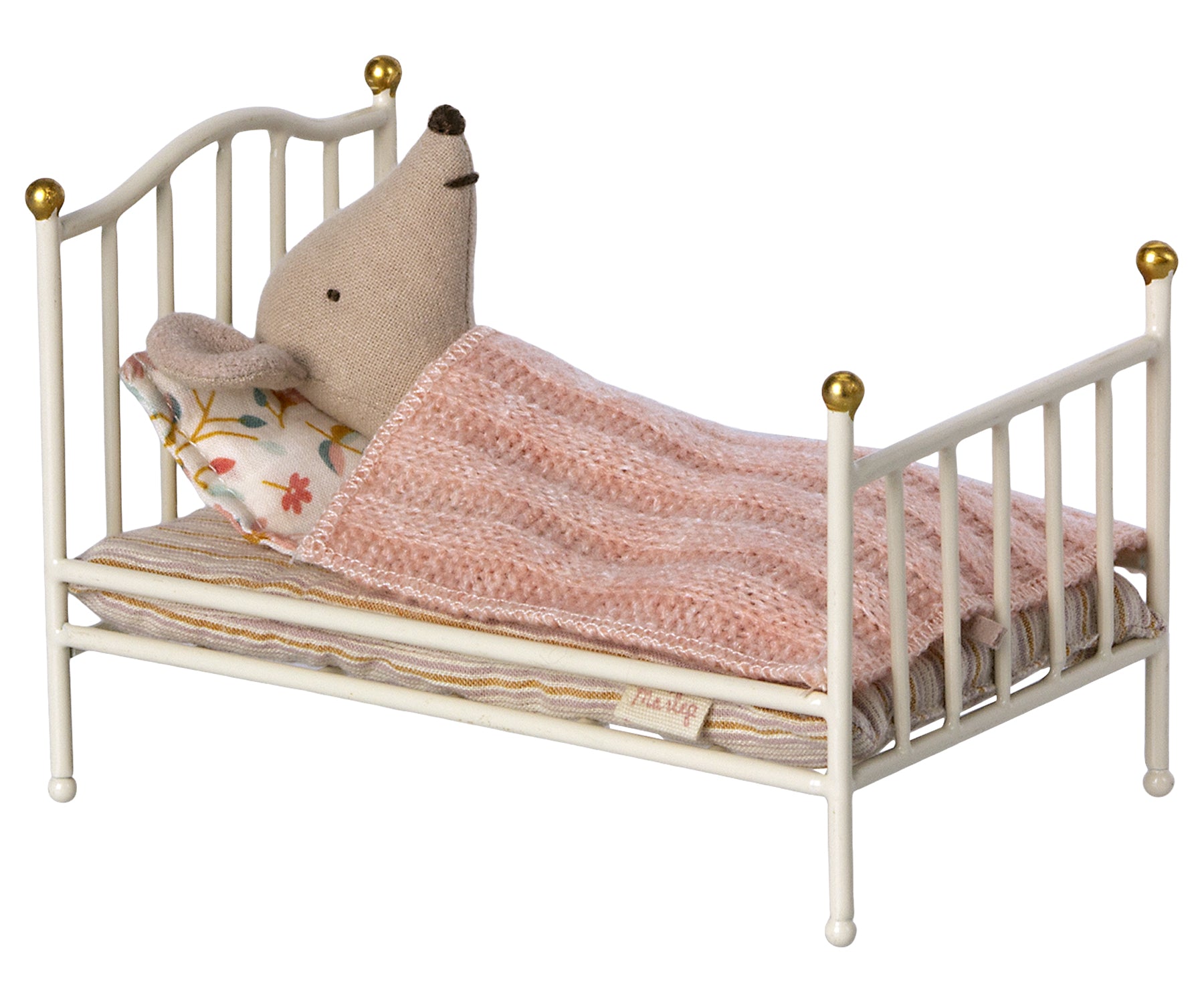 Maileg Maileg - Vintage Bed, Mouse - Off-White - Pearls & Swines