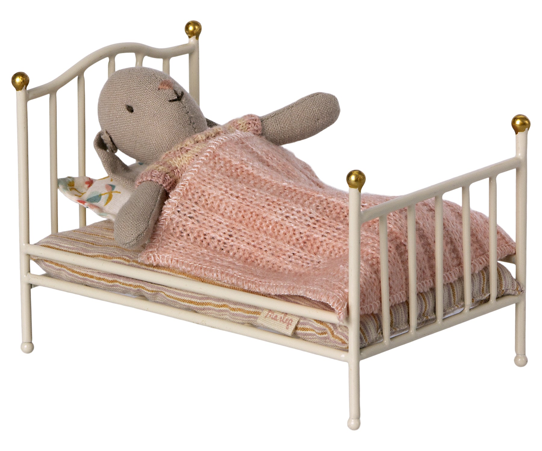 Maileg Maileg - Vintage Bed, Mouse - Off-White - Pearls & Swines