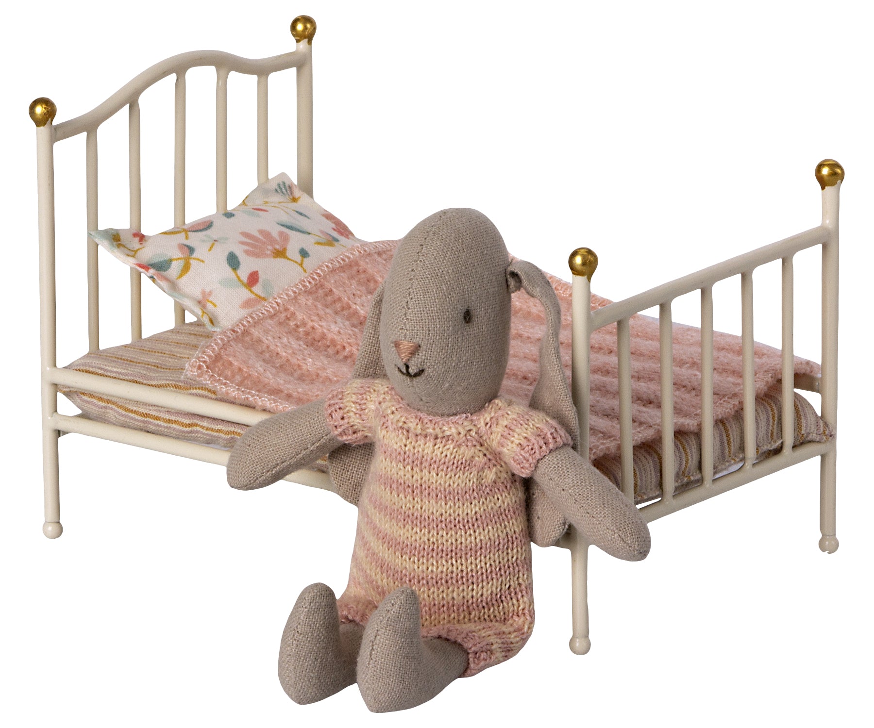 Maileg Maileg - Vintage Bed, Mouse - Off-White - Pearls & Swines
