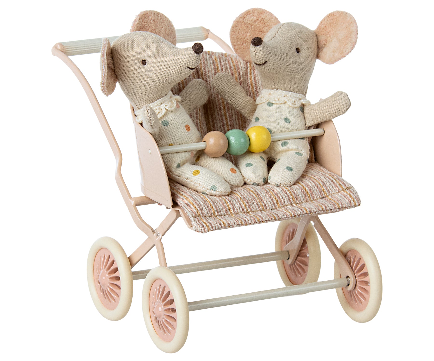 Maileg Maileg - Stroller, Baby Mice - Rose - Pearls & Swines