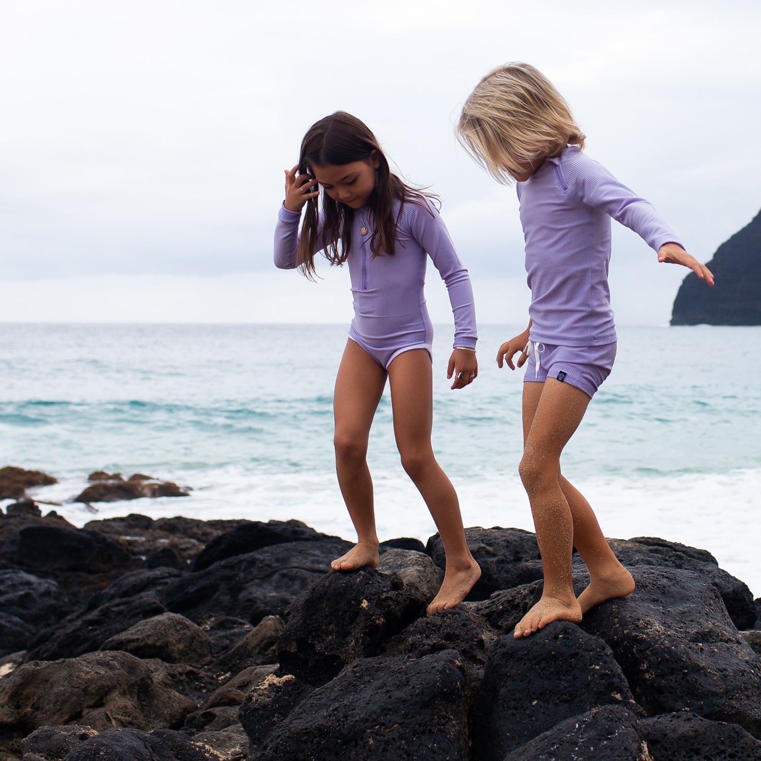 Beach &amp; Bandits Lappendag - Beach & Bandits - Lavender Ribbed - Swimshort - Pearls & Swines